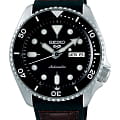 Seiko Seiko 5 Sports SRPD55K2  SRPD55K2 механические мужские часы черный циферблат, браслет кожа + силикон — вид спереди