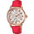 Casio Casio SHE-3029PGL-7A  SHE-3056GL-7A кварцевые женские часы белый циферблат, браслет кожа + текстиль — вид спереди