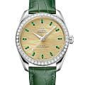 Omega Omega Seamaster Aqua Terra 220.58.38.20.99.008 Aqua Terra 22058382099008 механические женские часы золотой циферблат, браслет кожаный — вид спереди