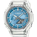 Casio Casio G-Shock GA-2100BM-7A2 GA-2100 GA-2100BM-7A2 электронные мужские часы  голубой циферблат, браслет пластик — вид спереди