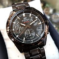 Casio Casio Edifice EFV-540DC-1AVUDF (EFV-540DC-1A) кварцевые мужские часы часы, крупный план черный циферблат