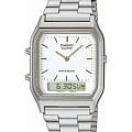Casio Casio Collection AQ-230A-7DER  AQ-230A-7D кварцевые мужские часы белый циферблат, браслет нержавеющая сталь — вид спереди