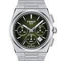 Tissot Tissot PRX Automatic Chronograph T137.427.11.091.00  T1374271109100 механические мужские часы зеленый циферблат, браслет нержавеющая сталь — вид спереди
