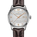 Hamilton Hamilton Jazzmaster Viewmatic Auto H32755551  H32755551 механические мужские часы  серебристый циферблат, браслет кожаный — вид спереди