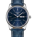 Longines Longines Master Collection L2.910.4.92.0  L29104920 механические мужские часы синий циферблат, браслет кожаный — вид спереди