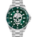Philipp Plein Philipp Plein The Skull PWOAA0622  PWOAA0622 кварцевые мужские часы зеленый циферблат, браслет нержавеющая сталь с ip-покрытием — вид спереди