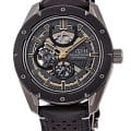 Orient Orient RE-AV0A04B00B  RE-AV0A04B00B механические мужские часы черный циферблат, браслет кожаный — вид спереди