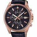 Casio Casio Edifice EFV-610ECL-1A EFV EFV-610ECL-1A кварцевые мужские часы черный циферблат, браслет кожаный — вид спереди