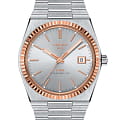 Tissot Tissot PRX Powermatic 80 Steel & 18k Gold T931.407.41.031.00  T9314074103100 механические мужские часы серебристый циферблат, браслет нержавеющая сталь — вид спереди