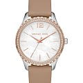 Michael Kors Michael Kors Runway Slim MK2910  MK2910 кварцевые женские часы белый циферблат, браслет кожаный — вид спереди