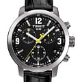 Tissot Tissot PRC 200 Chronograph T055.417.16.057.00 PRC 200 T0554171605700 кварцевые мужские часы черный циферблат, браслет кожаный — вид спереди