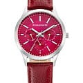 Romanson Romanson TL0B10FLW(WN)  TL0B10FLW(WN) кварцевые женские часы  розовый циферблат, браслет кожаный — вид спереди