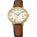 Orient Orient UNEK005W (FUNEK005W)  FUNEK005W  женские часы белый циферблат, браслет кожа + текстиль — вид спереди