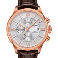 Tissot Tissot Chemin des Tourelles Chronograph T099.427.36.038.00 Chemin des Tourelles T0994273603800 механические мужские часы белый циферблат, браслет кожаный — вид спереди