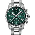 Certina Certina DS Podium Chronograph 1/10 sec C034.417.11.097.00  C0344171109700 кварцевые мужские часы зеленый циферблат, браслет нержавеющая сталь — вид спереди