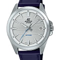 Casio Casio Edifice EFV-140L-7A EFV EFV-140L-7A кварцевые мужские часы серебристый циферблат, браслет кожаный — вид спереди