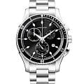 Hamilton Hamilton Jazzmaster Seaview Chrono Quartz H37512131  H37512131 кварцевые мужские часы  черный циферблат, браслет нержавеющая сталь — вид спереди