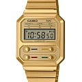 Casio Casio Vintage A100WEG-9A  A100WEG-9AEF кварцевые мужские часы  черный циферблат, браслет нержавеющая сталь — вид спереди