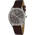 Jacques Lemans Jacques Lemans 1-1841L  1-1841L кварцевые женские часы серый циферблат, браслет кожа + текстиль — вид спереди