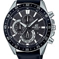 Casio Casio Edifice EFV-620L-1AVUDF (EFV-620L-1A) EFV EFV-620L-1A кварцевые мужские часы черный циферблат, браслет кожаный — вид спереди
