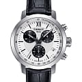 Tissot Tissot PRC 200 Fencing Chronograph T055.417.16.038.00  T0554171603800 кварцевые мужские часы белый циферблат, браслет кожаный — вид спереди