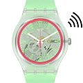 Swatch Swatch New Gent Swatch Pay! SVIK103-5300  SVIK103-5300 кварцевые женские часы  прозрачный циферблат, браслет силикон — вид спереди