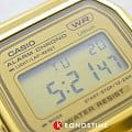 Casio Casio Vintage A158WETG-9A кварцевые мужские часы часы, крупный план золотой циферблат