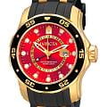 Invicta Invicta Pro Diver IN6992  IN6992 кварцевые мужские часы  красный циферблат, браслет сталь с ip покрытием + силикон — вид спереди
