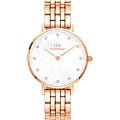 Daniel Wellington Daniel Wellington Petite DW00100613  DW00100613 кварцевые женские часы белый циферблат, браслет сталь c pvd покрытием — вид спереди