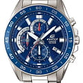 Casio Casio Edifice EFV-550D-2AVUDF (EFV-550D-2A) EFV-550 EFV-550D-2A кварцевые мужские часы синий циферблат, браслет нержавеющая сталь — вид спереди