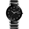 Rado Rado Centrix Diamonds R30935752  R30935752 кварцевые женские часы черный циферблат, браслет сталь + высокотехнологичная керамика — вид спереди
