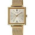 Casio Casio Collection LTP-E155MG-9BEF Retro LTP-E155MG-9BEF кварцевые женские часы шампань циферблат, браслет сталь с ip покрытием — вид спереди