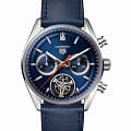 TAG Heuer TAG Heuer Carrera Chronograph Tourbillon CBS5010.FC6543  CBS5010.FC6543 механические мужские часы синий циферблат, браслет кожаный — вид спереди