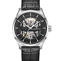 Hamilton Hamilton Jazzmaster Skeleton Auto H42535780  H42535780 механические мужские часы черный циферблат, браслет кожаный — вид спереди
