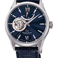 Orient Orient Star RE-AT0006L  RE-AT0006L механические мужские часы синий циферблат, браслет кожаный — вид спереди