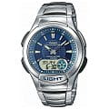 Casio Casio Illuminator AQ-180WD-2A  AQ-180WD-2A кварцевые мужские часы синий циферблат, браслет нержавеющая сталь — вид спереди