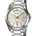 Casio Casio Collection MTP-1370D-7A2VDF (MTP-1370D-7A2)  MTP-1370D-7A2 кварцевые мужские часы серебристый циферблат, браслет нержавеющая сталь — вид спереди