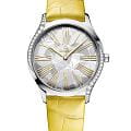 Omega Omega De Ville Mini Tresor 428.18.36.60.02.002   42818366002002 кварцевые женские часы  серебристый циферблат, браслет кожаный — вид спереди