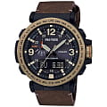 Casio Casio Pro Trek PRG-600YL-5E PRG PRG-600YL-5E кварцевые мужские часы черный циферблат, браслет кожаный — вид спереди
