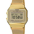 Casio Casio Collection A700WEMG-9A  A700WEMG-9A кварцевые мужские часы золотой циферблат, браслет сталь с ip покрытием — вид спереди