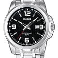 Casio Casio MTP-1314PD-1AVEF  MTP-1314PD-1A кварцевые мужские часы черный циферблат, браслет нержавеющая сталь — вид спереди