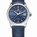 Maurice Lacroix Maurice Lacroix 1975 756007-SS001-430-4  756007-SS001-430-4 механические мужские часы синий циферблат, браслет кожаный — вид спереди