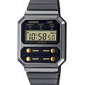 Casio Casio Vintage A100WEGG-2A  A100WEGG-2A кварцевые мужские часы черный циферблат, браслет нержавеющая сталь — вид спереди