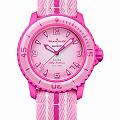 Swatch Swatch x Blancpain Pink Ocean SO35P400  SO35P400 механические женские часы розовый циферблат, браслет нейлон — вид спереди