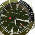 Hamilton Hamilton Khaki Navy Scuba Auto H82375161 механические мужские часы часы, крупный план зеленый циферблат