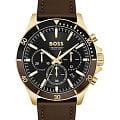 Hugo Boss Hugo Boss Troper HB1514100  HB1514100 кварцевые мужские часы черный циферблат, браслет кожаный — вид спереди