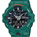Casio Casio G-Shock GA-700SC-3ADR (GA-700SC-3A) GA-700 GA-700SC-3A электронные мужские часы черный циферблат, браслет пластик — вид спереди