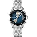 Hamilton Hamilton Jazzmaster Open Heart Auto H32675140  H32675140 механические мужские часы  синий циферблат, браслет нержавеющая сталь — вид спереди