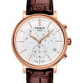 Tissot Tissot Carson Premium Chronograph T122.417.36.011.00 Carson T1224173601100 кварцевые мужские часы белый циферблат, браслет кожаный — вид спереди