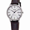 Orient Orient 21 Jewels RF-QA0008S1  RF-QA0008S1 кварцевые мужские часы белый циферблат, браслет кожаный — вид спереди